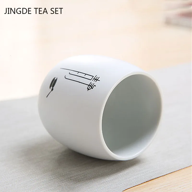 1pc Boutique Ceramic Teacup Tea Bowl Jingdezhen White Porcelain Tea Cup Personal Single Cup Tea Set Supplies Home Drinkware