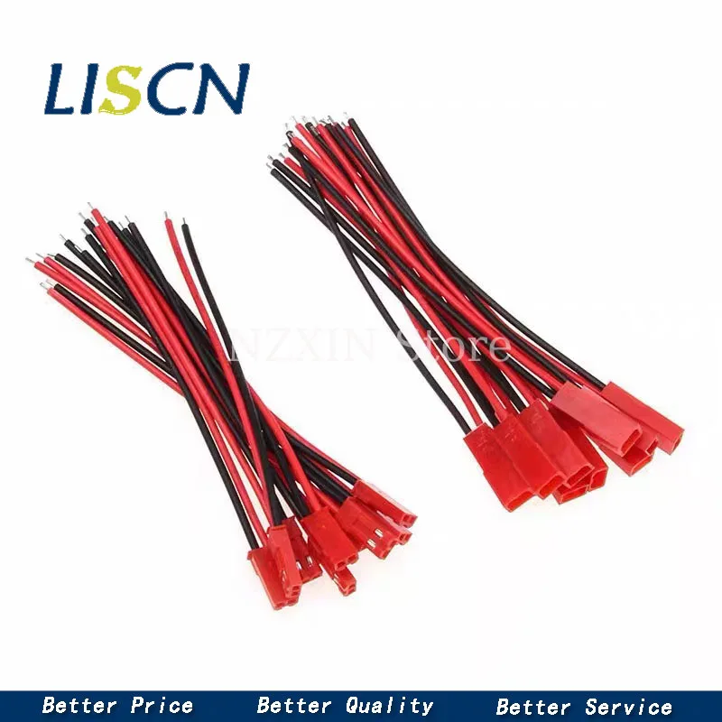 10 pair Red JST Connector Silicone Cable Wire 2.54mm Pitch Male Female BEC Plug  for DIY RC Battry Model 22AWG 20AWG 18AWG Wire