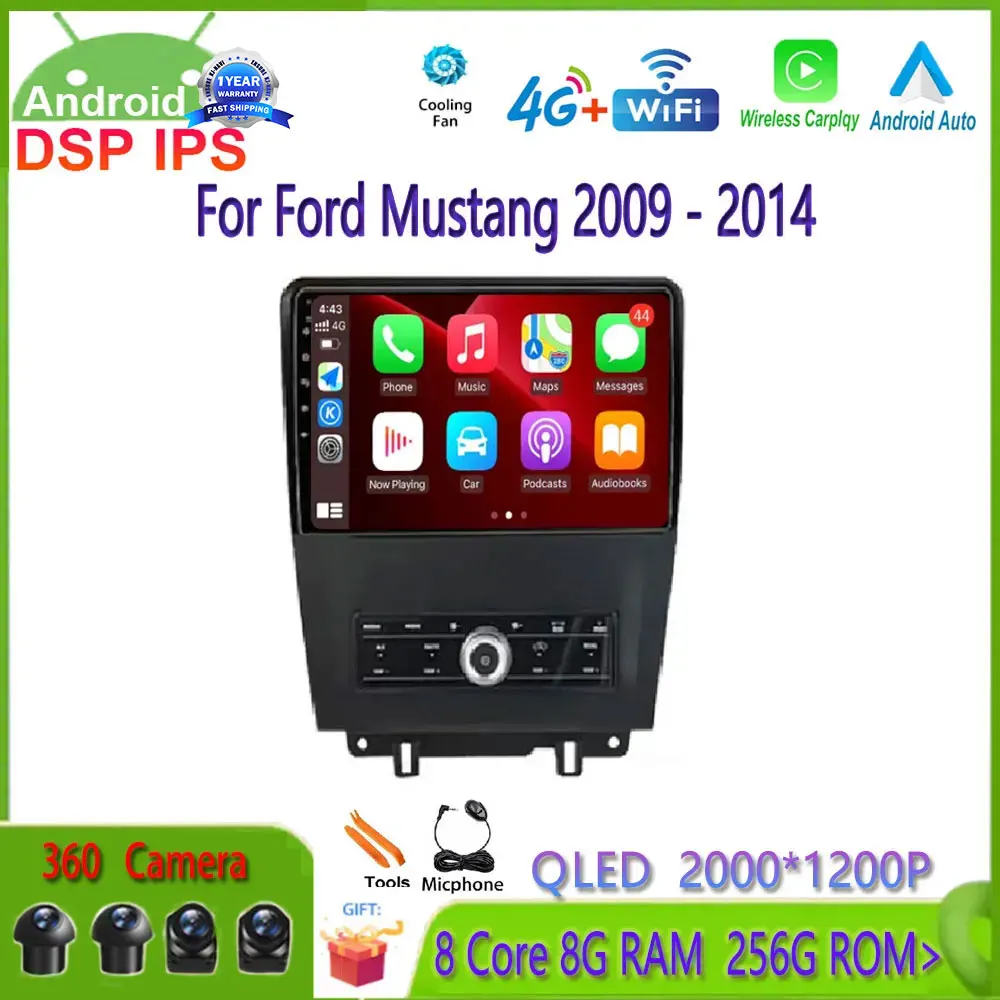 

10,1-дюймовый Android 14 для Ford Mustang 2009-2014 QLED IPS HD Экран BT DSP Автомобильный видеоплеер Мультимедийная GPS-навигация Радио 4G + Wi-Fi