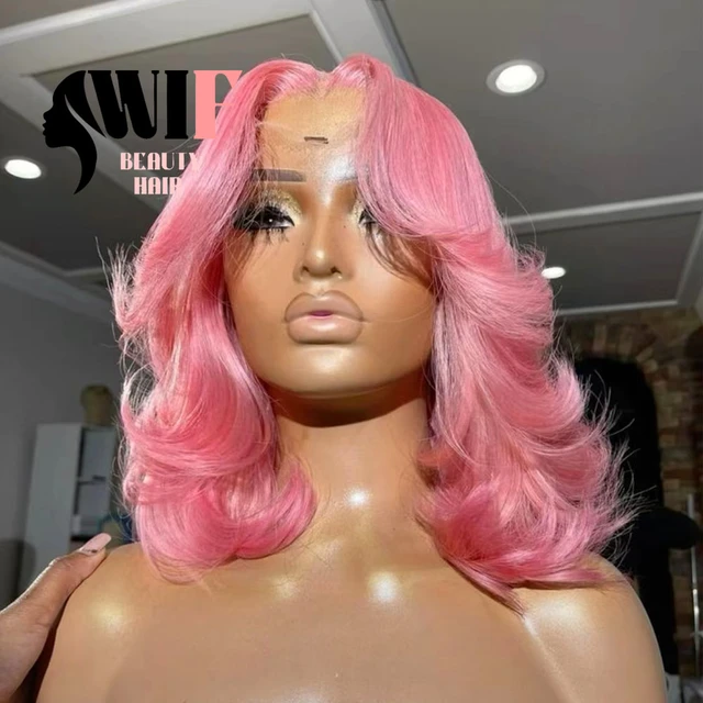 On sale Wowfactor soft pink bob h.d lace front wig