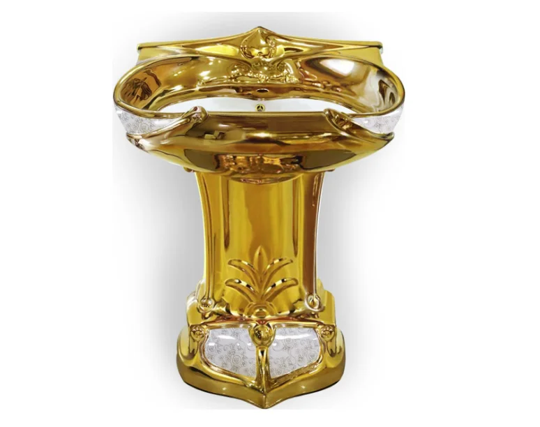 Ceramic Gold Luxury Two-piece Toilet Dragon Basin