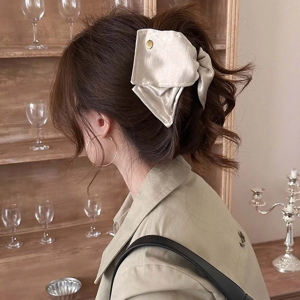 

Элегантная атласная заколка-краб из пластика с многослойной тканью, полиэстер, 13 см, для женщин, для подарков