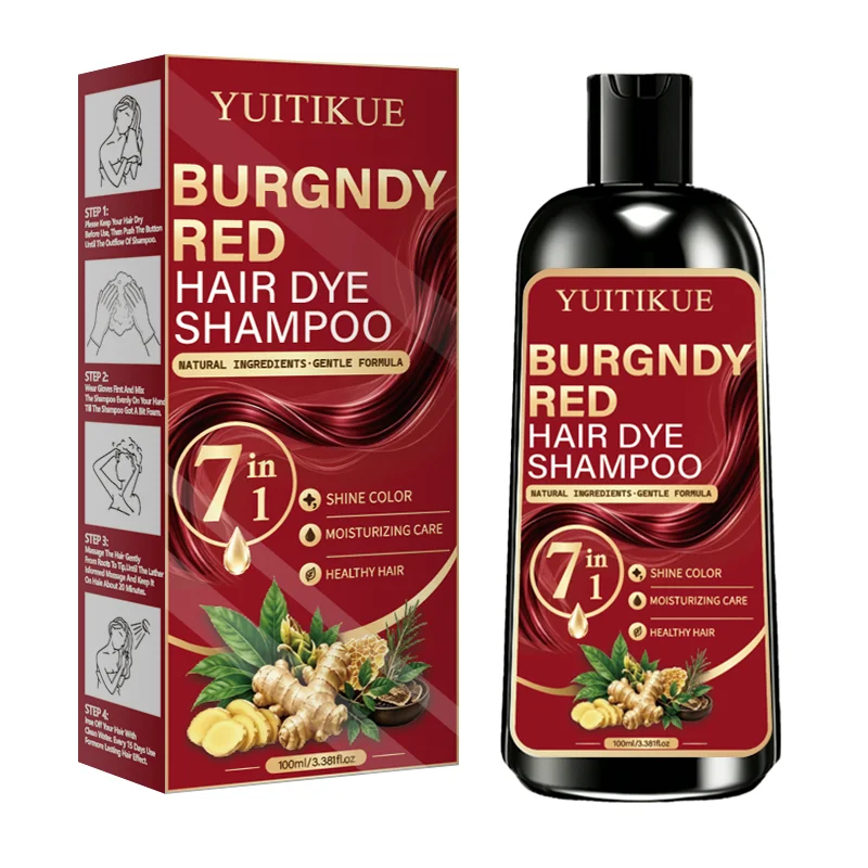 7 IN 1 Burgunderrotes Haarfärbeshampoo YUITIKUE Sanfte natürliche Formel Glanzfarbe Feuchtigkeitsspendendes Haarpflegeshampoo Haarfärbemittel für zu Hause – Detail 10