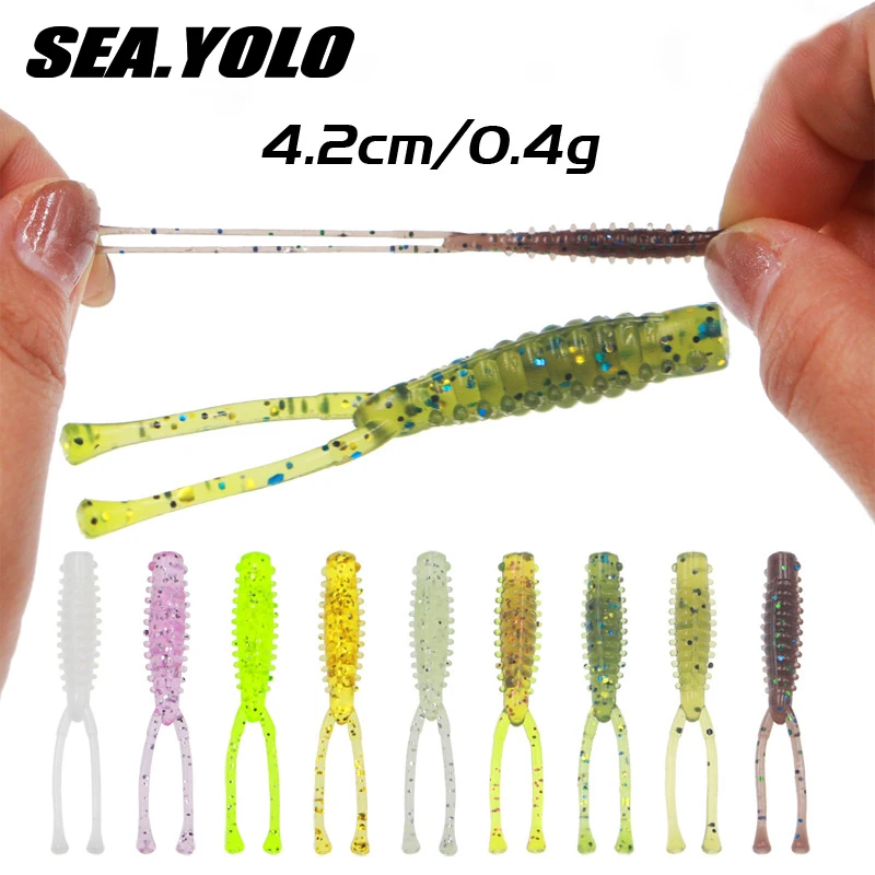 

Sea Yolo 4.2cm Soft Fishing Lures Root Fishing Twin Tail Artificial Wobbler Soft Bait Simulation Bait For Carp Fishing Lure