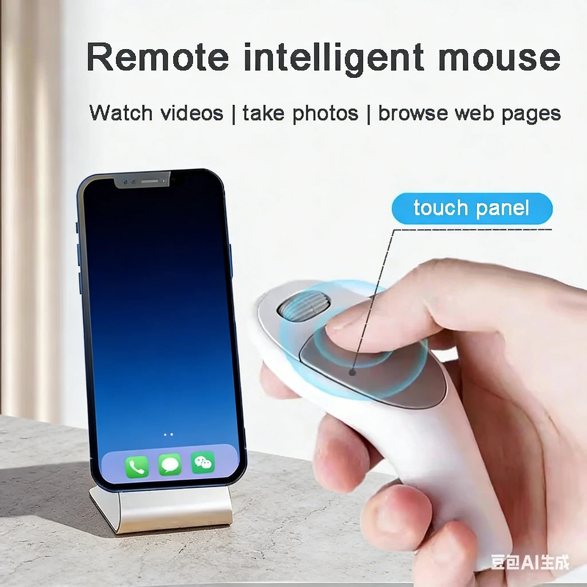 Mini Wireless BT Mouse Remote Control Rechargeable Type-C Mice Touch Control Thumb Finger Mouse for Phone IPad Tablet