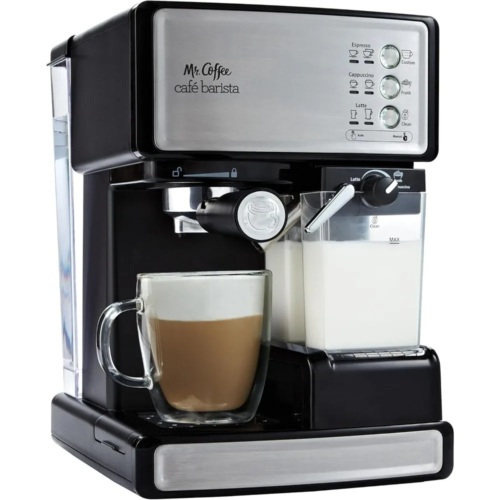 

Espresso and Cappuccino Machine, Stainless Steel, Programmable Coffee Maker with Automatic Milk Frother, 15-Bar Pump