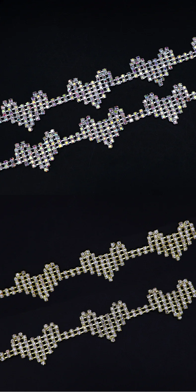 10 Yards Strass-Kettenbesatz Kristall-Diamant-Accessoires DIY-Handwerk Hochzeits-Party-Geschenk-Dekoration Herzförmiges Strass-Band – Detail 4