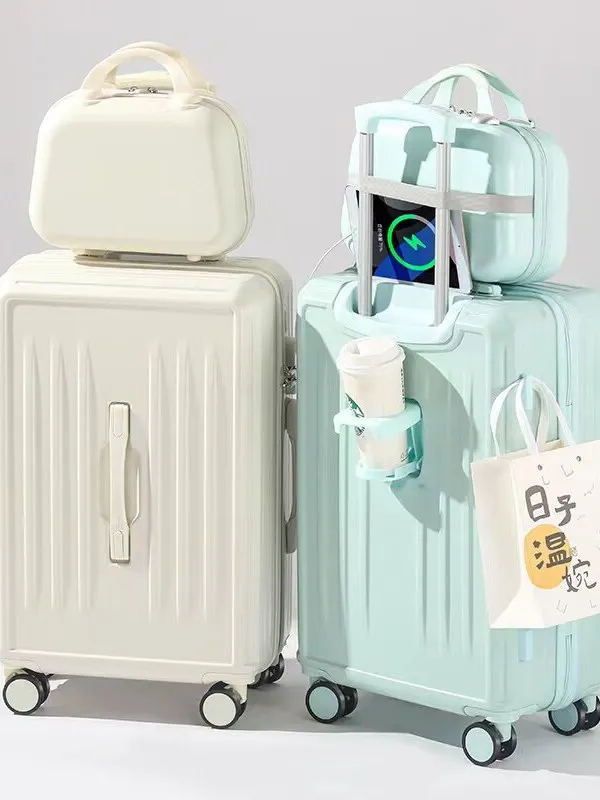 luggage-high-aesthetic-multi-function-carry-on-suitcase-for-travel-usb-interface-silent-wheel-pull-rod-women's-model-20-inches