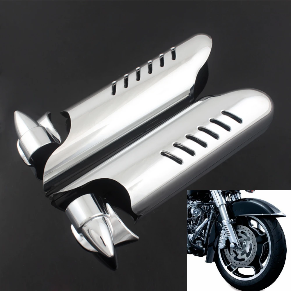 Motorcycle Lower Fork Leg Cover Guard Deflector Shield Chrome For Harley Touring Road King Electra Street Glide FLTR 2000-2013