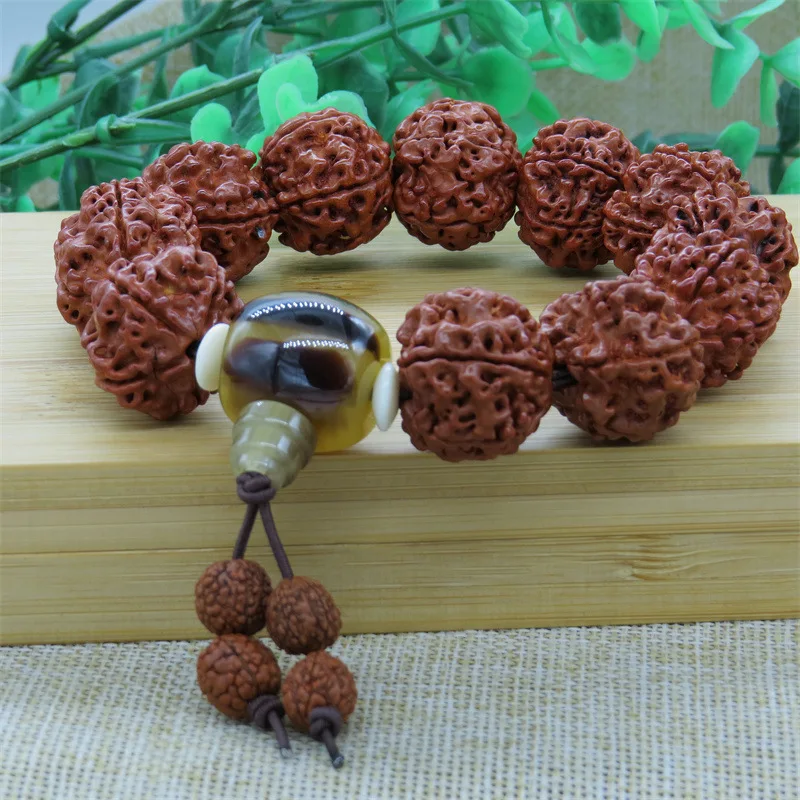 Factory direct sales Nepal Rudraksha Bracelet Ox Bone Beeswax Five Faces Bodhi Seed Beads Bracelet Wholesale