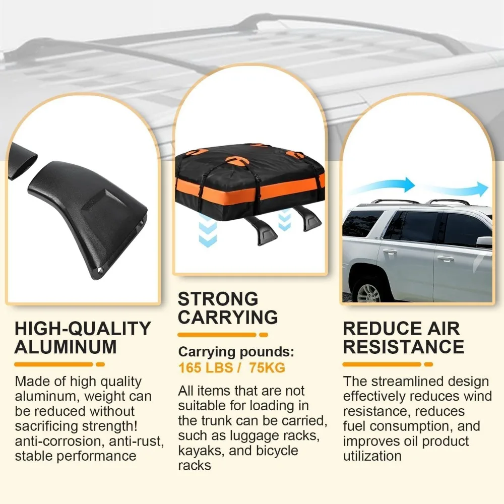 Palang Atap Universal untuk Mazda CX-5 (2017-2025) - Kapasitas 165lbs, Aluminium, Hitam