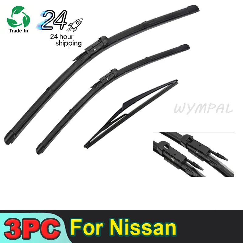 

For Nissan Qashqai J10 2006-2013 2007 2008 2009 Wiper Front & Rear Wiper Blades Windshield Windscreen Window Brushes 24"+15"+12"
