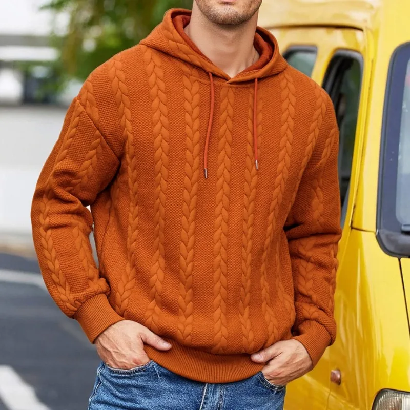 سويت شيرت رجالي بقلنسوة جديد بلون سادة كاجوال بقلنسوة متعدد الألوان وأكمام طويلة