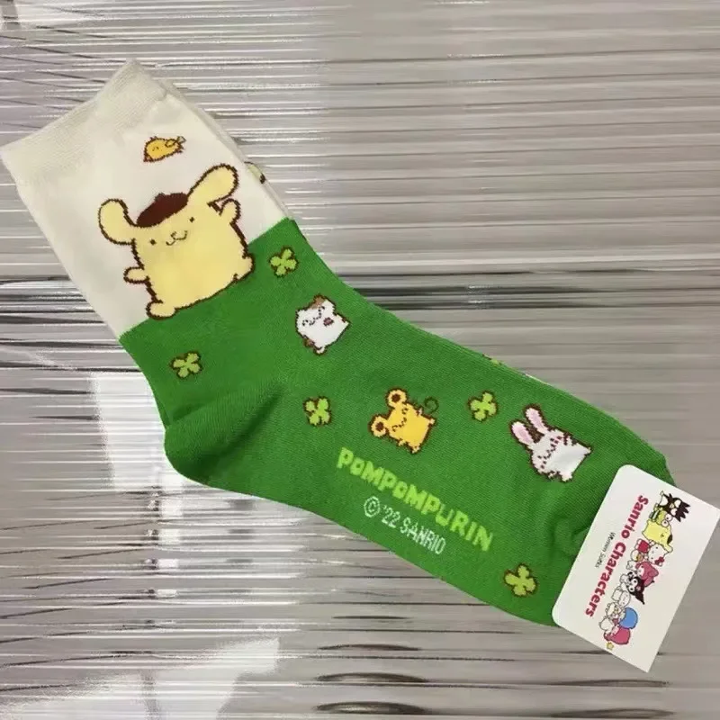 Sanrio Hello Kitty Cotton Mid-calf Socks Cartoon Cinnamoroll Socks Girls Anime Kuromi Cozy Socks Autumn Winter Christmas Gifts