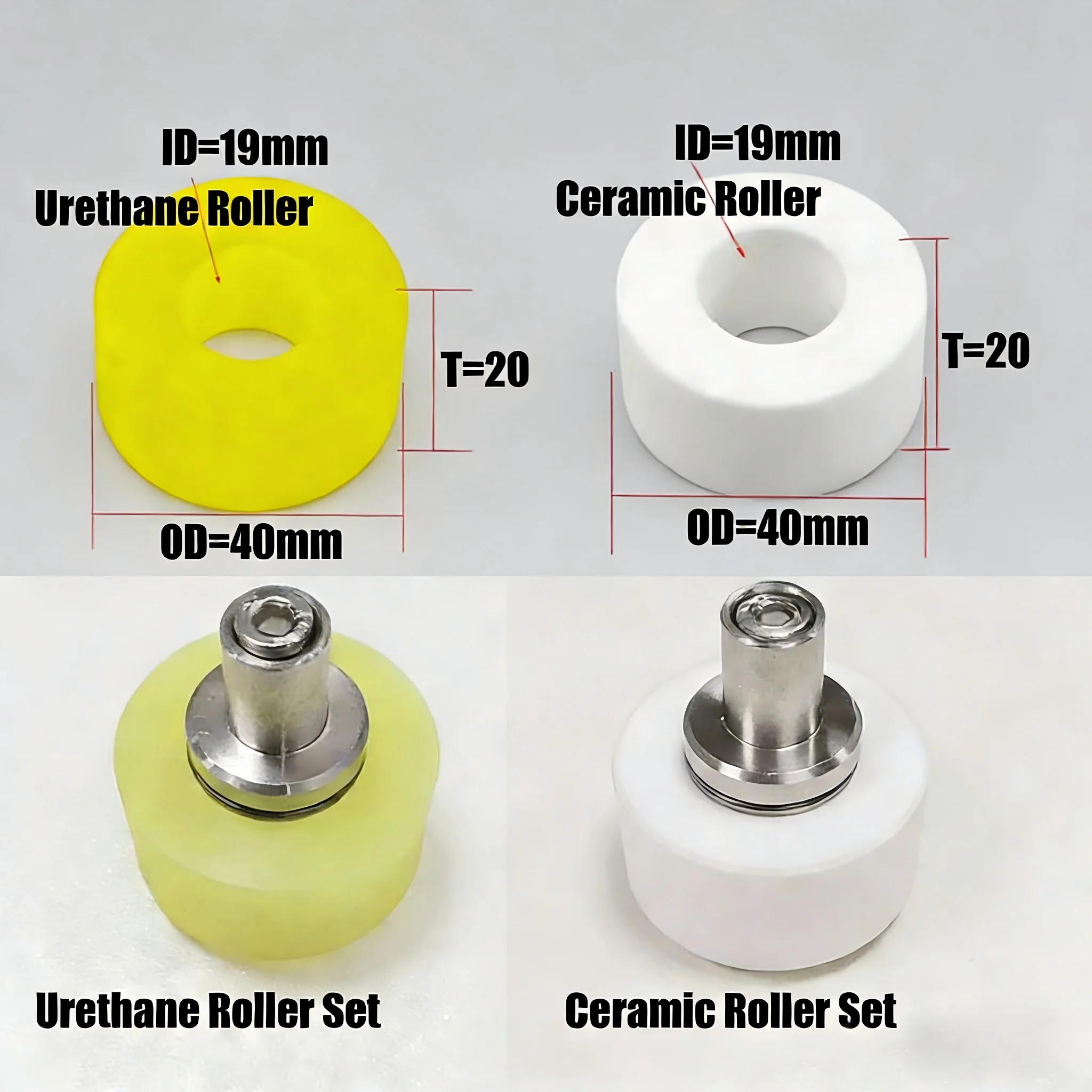 Roller S500 Set with Bearing Axis (Ceramic/Urethane) Ø40x19x20 for Sodic A,AQ,AG MW405641E,AW405641E Gun Roller 118407E 3052979