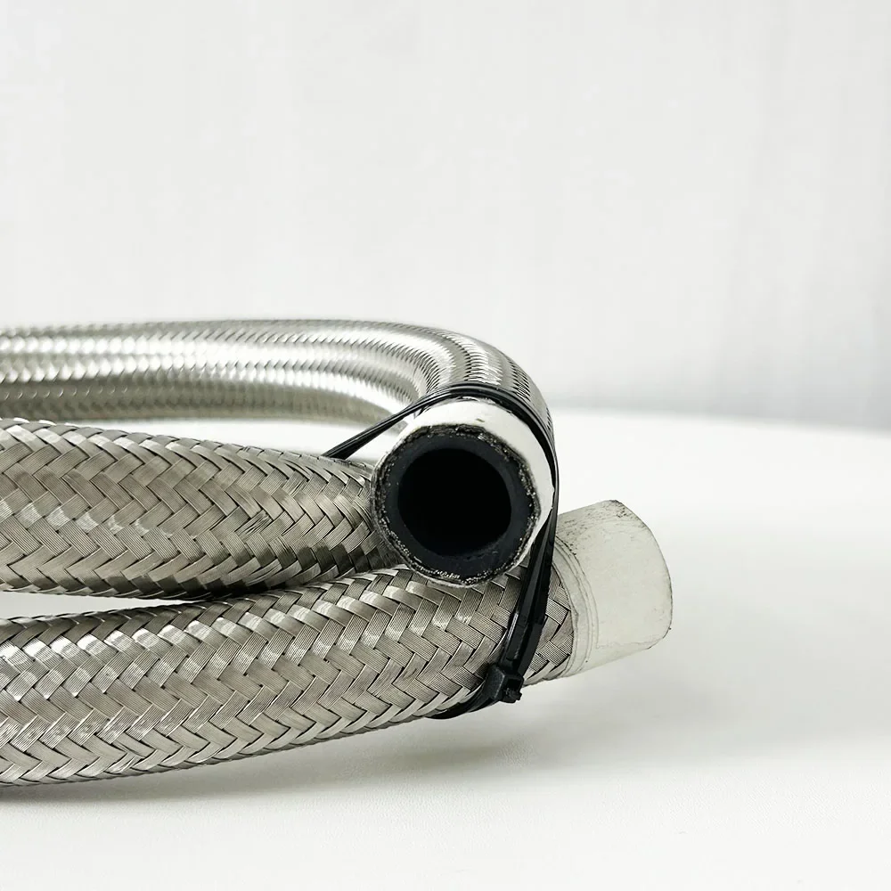 Universal Nylon Aço Inoxidável Mangueira De Combustível, óleo e gás refrigerador Mangueira, trançado dentro, tubo de borracha CPE, 6 cores, AN4 ~