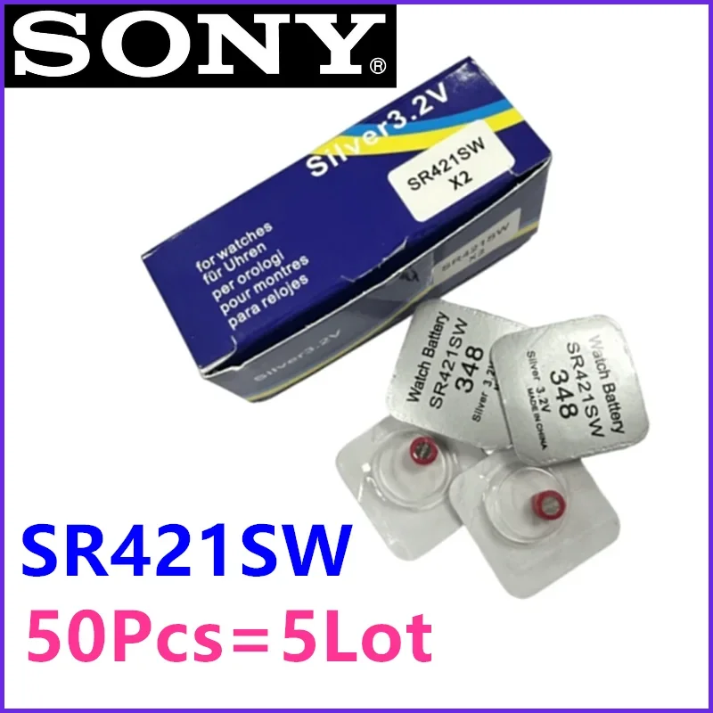 50Pcs Original SONY Silver Oxide Battery SR421SW 348 button cell batteries for S6 Smallest earpieces V3 headsets