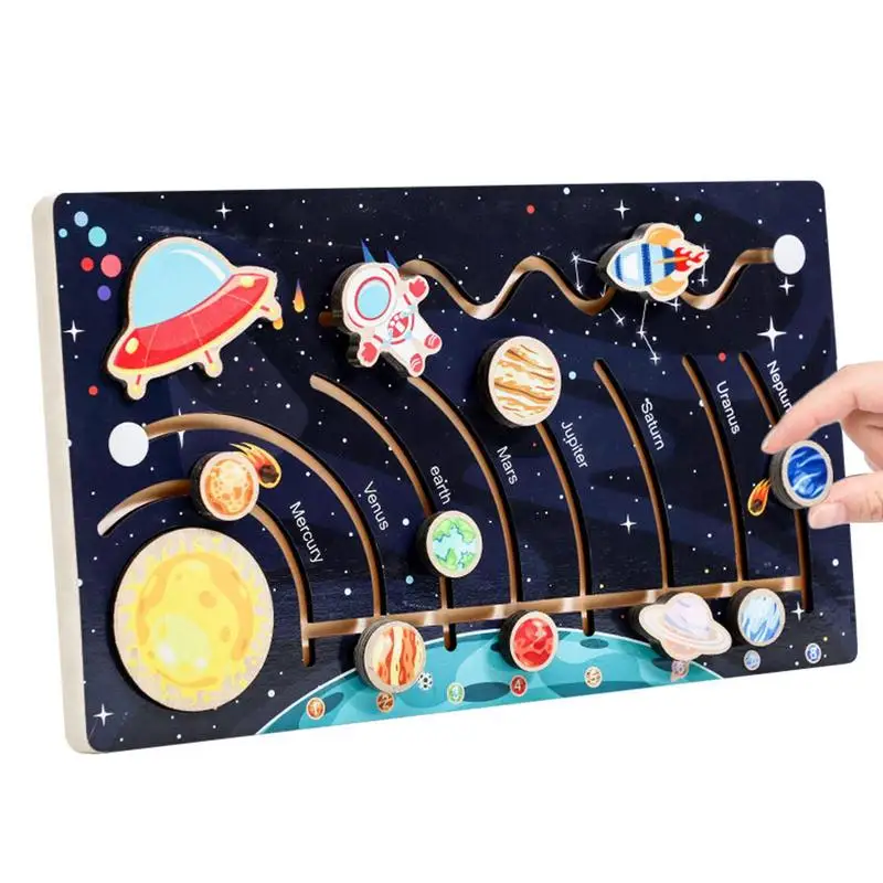 Wooden Solar System Montessori Toys Colorful Sun Space Board Planets For Kids Solar System Toys Wooden Outer Space Themed Gifts