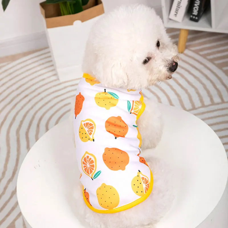 Dog Cloths Summer Comfort Short Sleeve Fruit Print Sleeveless Vest For Dogs and Cats Puppy Clothes Teddy Pomeranian Pet Supplies