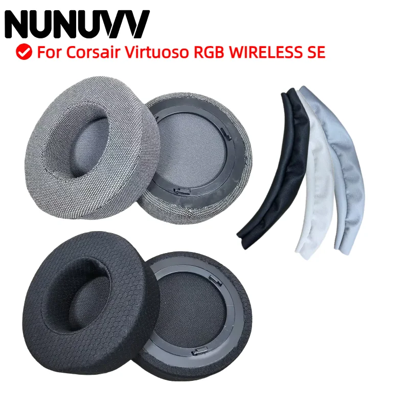 

NUNUVV Ear Pads For Corsair Virtuoso RGB WIRELESS SE Headphone Replacement Leather Pads High Quality Foam Pads