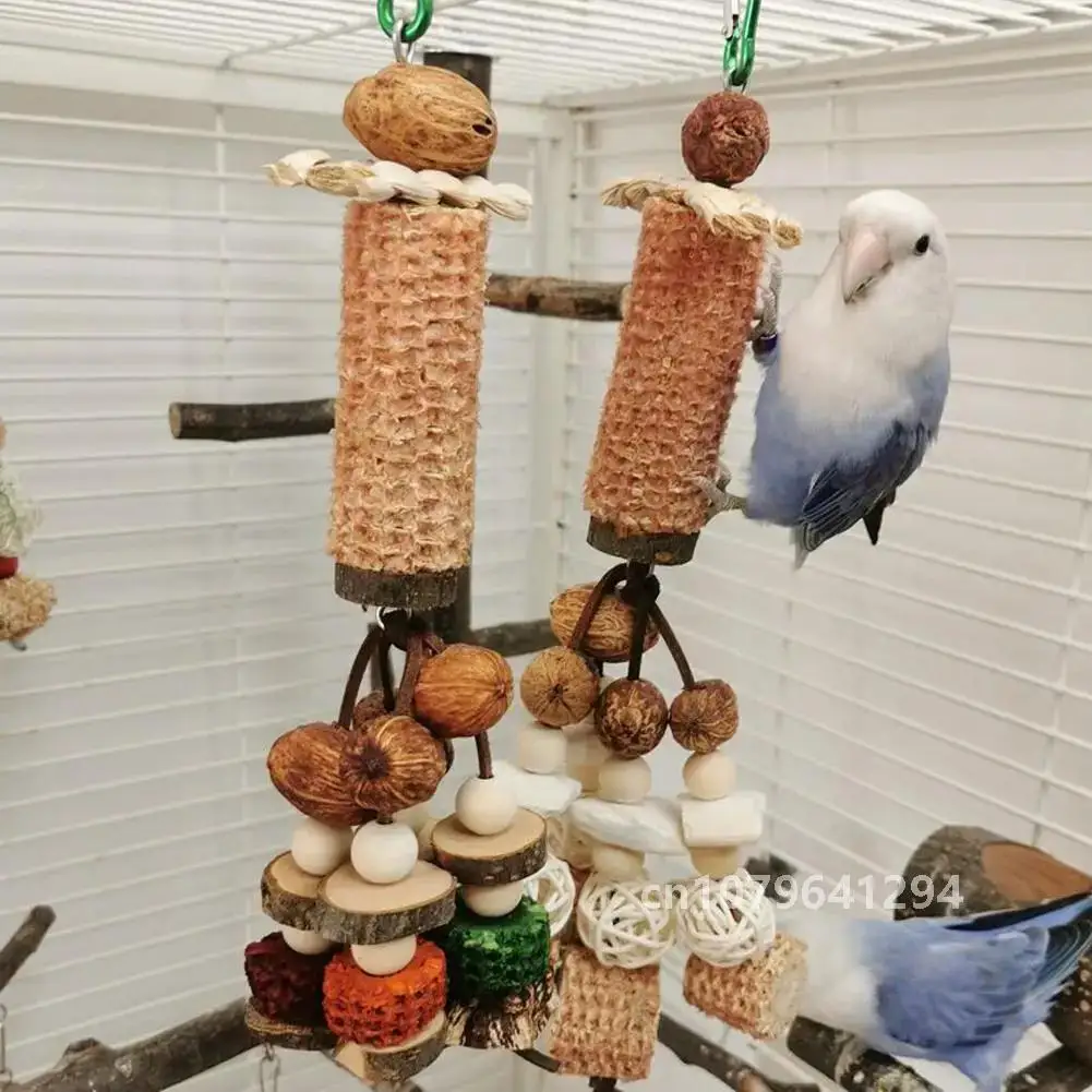 Parrot Hanging Chewing Toys Corn Cob Rattan Ball Molar Treats Toy Bird Cage Accessories For Relieve Boredom