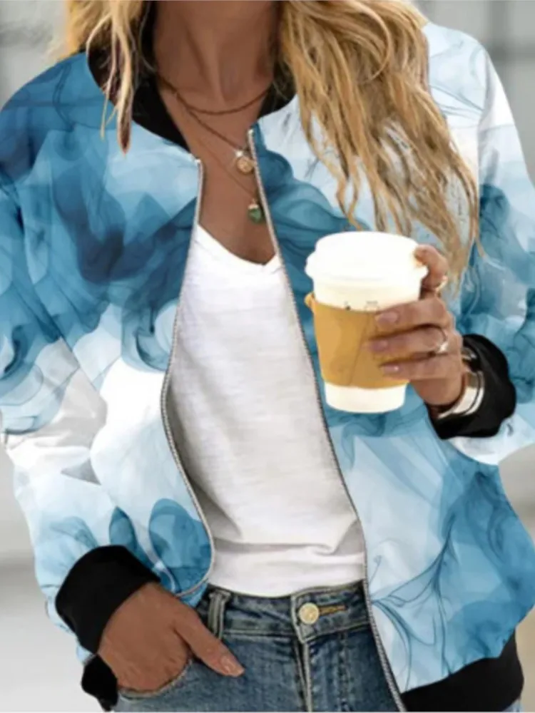 Podzimní zimní dámská bunda s dlouhým rukávem a zipem, nová módní elegantní ležérní sportovní bunda dámské oblečení - náhled 5