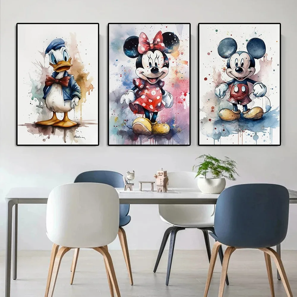 Disney Cartoon Toy Story Watercolor Poster Abstract Mickey Minnie Mouse Graffiti Canvas Painting Disneyland Wall Art Room Decor