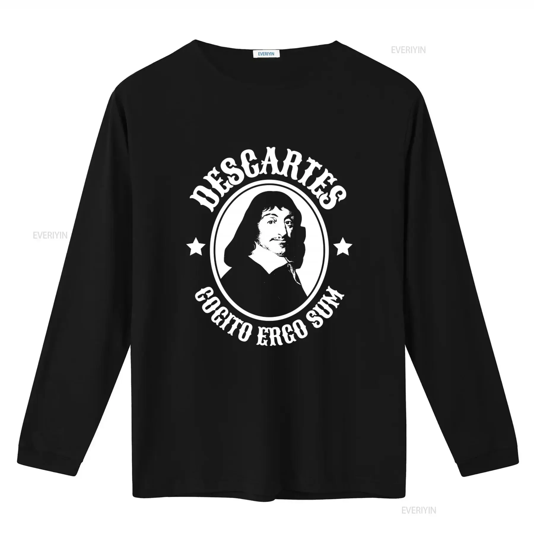 Rene Descartes T Shirt Cogito Ergo Sum Quote Philosophy Design  vintage Washed graphic Casual designer clothes Soft Slightly