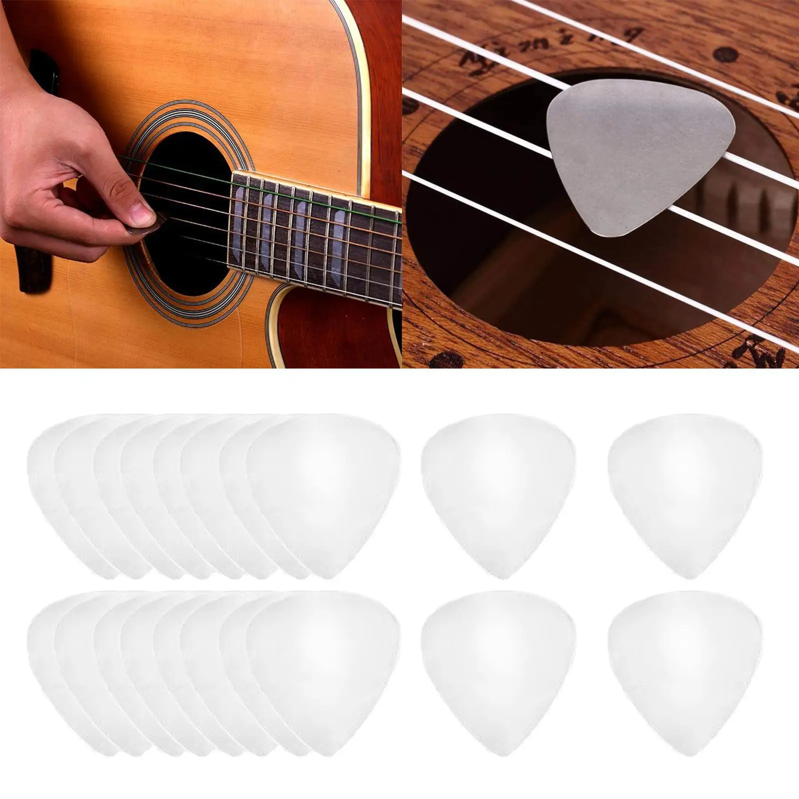 2-6pack Stainless Steel Guitar Picks 0.3mm Thin Bass Pick Small Heart-shaped