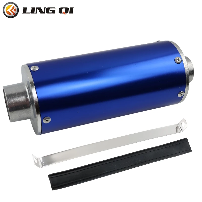 LINGQI Universal Metal Flat Mouth Exhaust Pipe Muffler Fit For Dirt Pit Bike Off Road ATV Exhaust Muffler Silencer Pipe