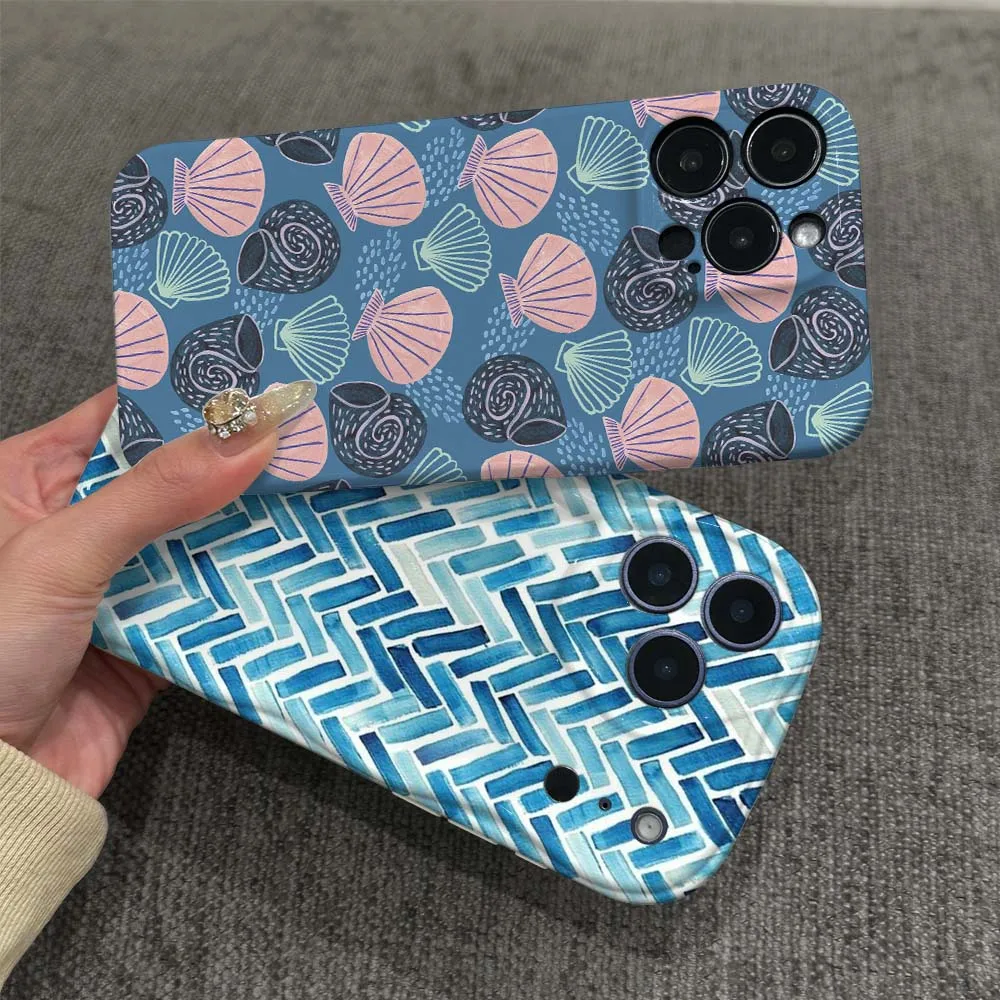 

Blue Chevron Pattern Design Phone Case For Apple iPhone 8 7 11 12 13 14 15 16 17 16E SE X XS Plus Pro Max 2022 Wave Oil Film