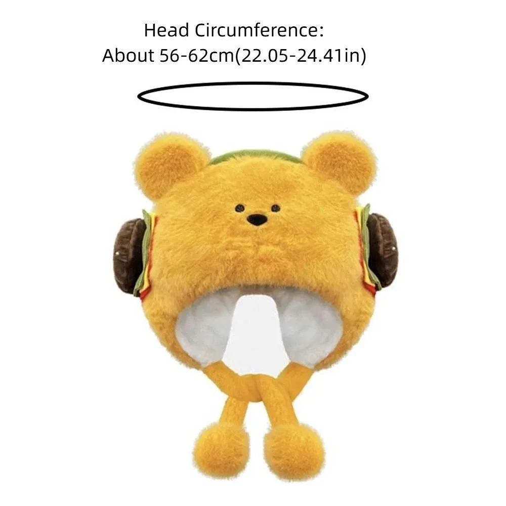 Skiing Cartoon Hamburger Winter Plush Hat Penguin Windproof Bear Lei Feng Hat Anti-cold Adjustable Ear Protection Cap Cycling