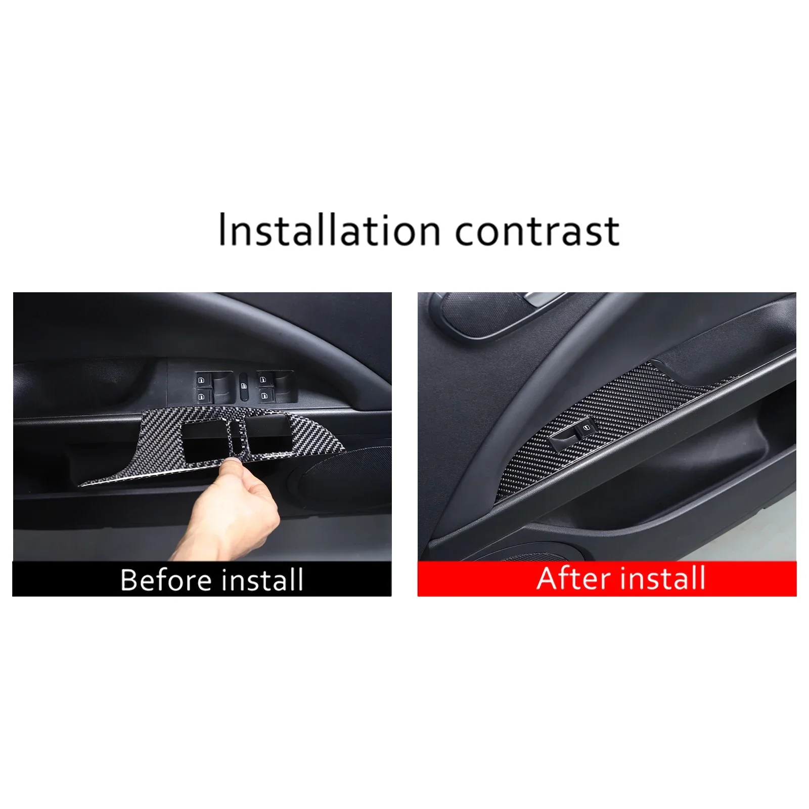 For Seat Leon 2008-2012 Soft Carbon Fiber Car Glass Lifting Frame Panel Decorative Sticker Protection Accessories