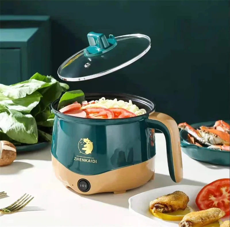 Máquina de Cocina eléctrica multifuncional, Mini olla caliente de doble capa, sartén antiadherente para estudiantes, calentador de freír, sartén de 220V ZD08