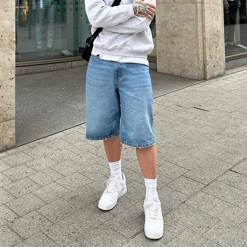 

Combhasaki мужские свободные прямые джинсовые шорты на молнии с застежкой на пуговицы летние повседневные короткие брюки с карманами уличная одежда