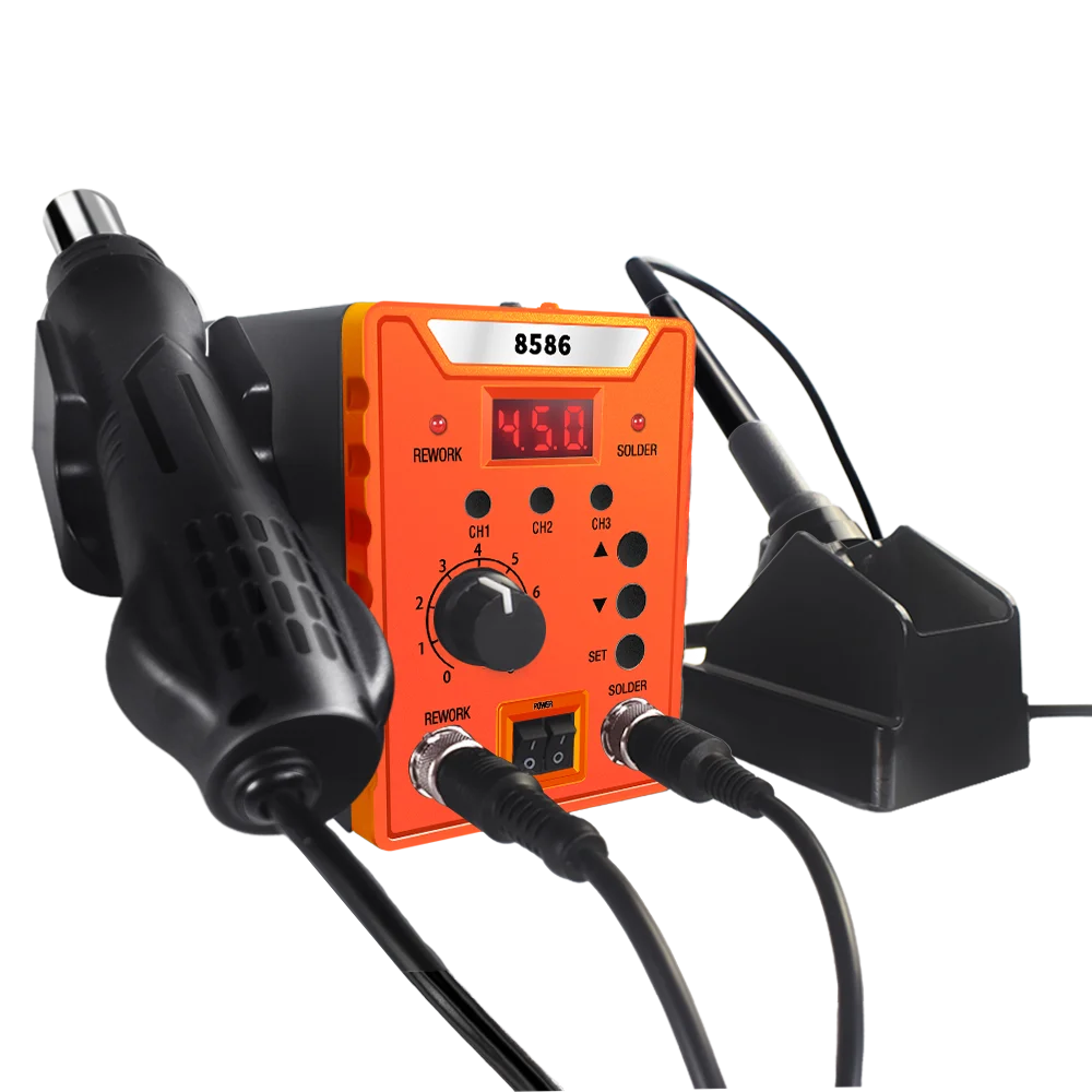 Welding Desoldering Station Repair 8586 Soldering Station2-in-1 Hot air g un Soldering Iron with Soldering Iron and Hot Air g un