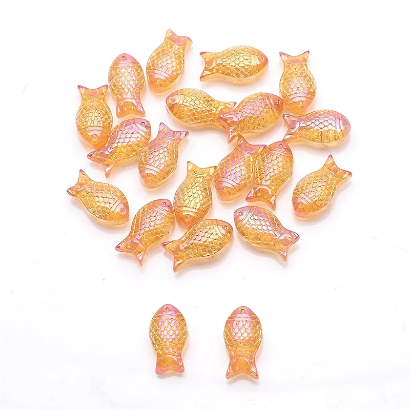 10Pcs New Czech Glass Crystal Small Fish 8x15mm  Loose Lampwork Beads For DIY Jewlery Making Charm Earring Necklace  Accessories