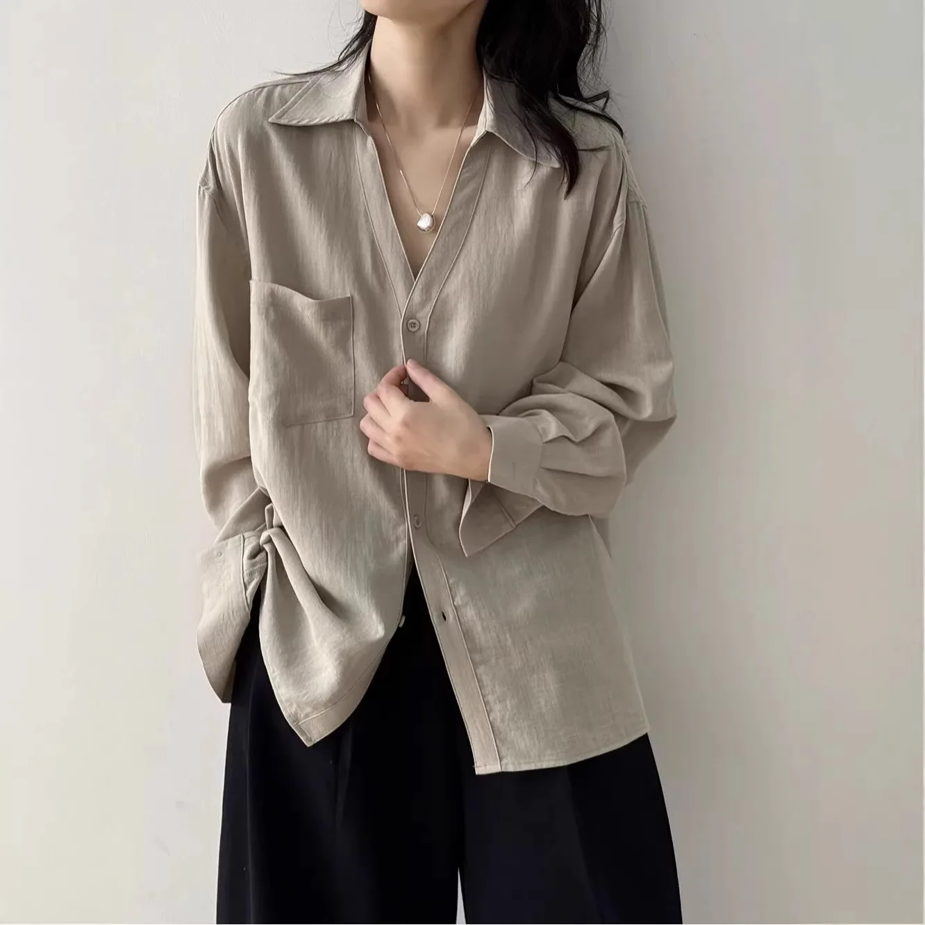 

Новая женская легкая льняная солнцезащитная рубашка SuperAen с отложным воротником и длинными рукавами из хлопка, коллекция Весна-Лето 2026