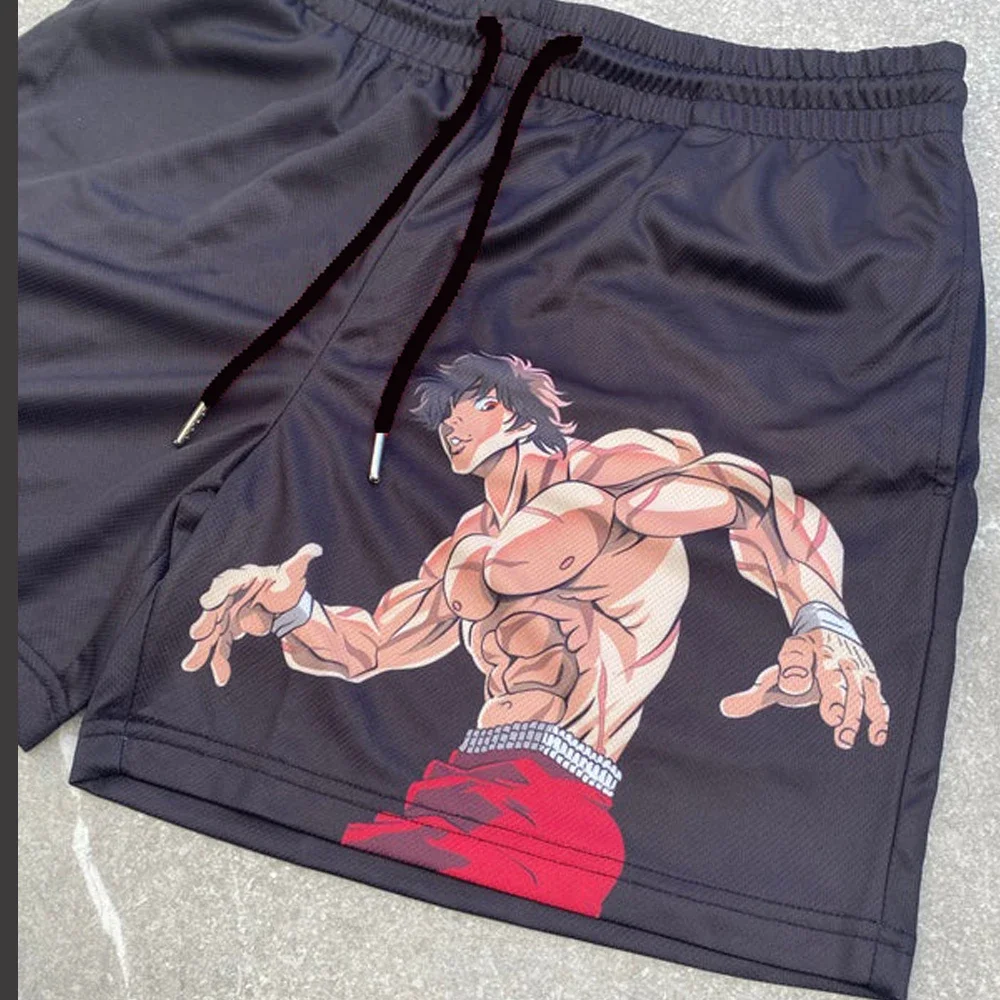 Men\'s Anime Shorts Devil Fruit 3D Print Manga Gym Shorts Fitness Mesh Quick Dry  Sports Short Pants Breathable Summer Unisex