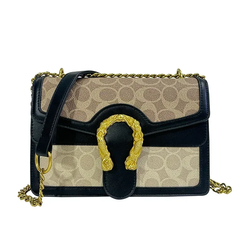 2025 Art Deco Mini Sq Bag Mujer 3 direcciones Convertible: Bandolera de cuero vegano + cadena dorada desmontable Bestseller