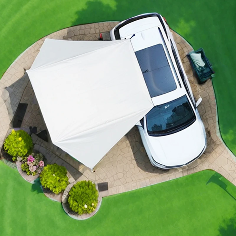Lohascamping Fledermausförmiges Auto-Seitenmarkisentuch mit schwarzer Beschichtung 2x3 Outdoor Wasserdichtes Camping-Zelt mit schwarzer Beschichtung für die Autoheckseite