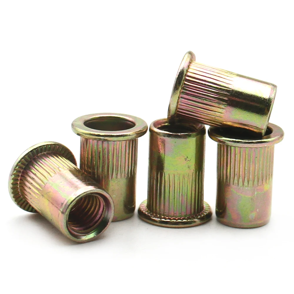 Écrous à rivets à tête plate moletée, haute résistance, Durable, fiable, M3 M4 M5 M6 M8 M10 M12, insertion filetée robuste en Zinc, 2/5/10/20 pièces