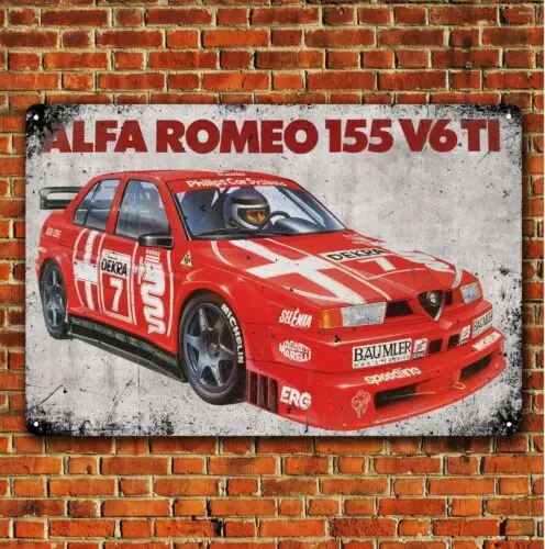 Romeo 155 V6 Ti Vintage Racing Car Metal Poster - 20x30cm Garage Tin Sign