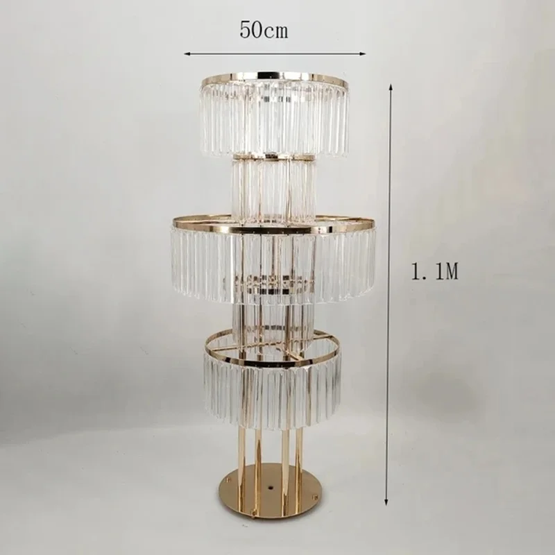 4/6/10 Pcs Wedding Gold Vase Centerpiece Acrylic Flower Stand with Hanging Acrylic, 5 Tier Round Chandelier Base for Wedding