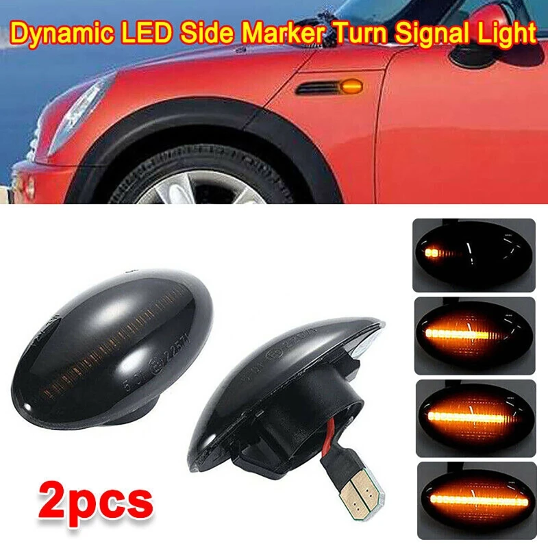 2Pcs Dynamic sequenziale LED parafango anteriore lampada di ingombro laterale per 202-208 Mini Cooper R50-R52/per Mini Cooper R55-R58