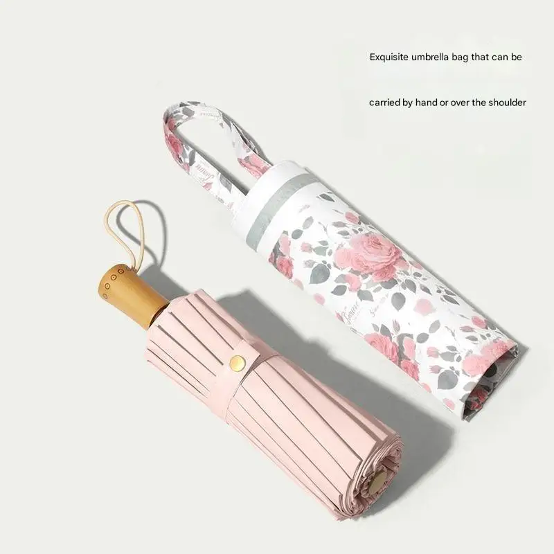 Colored Glue Umbrella Cloth Sun-protective UV-protective Folding Rainproof Windproof Dual-purpose Women's Craft Umbrella