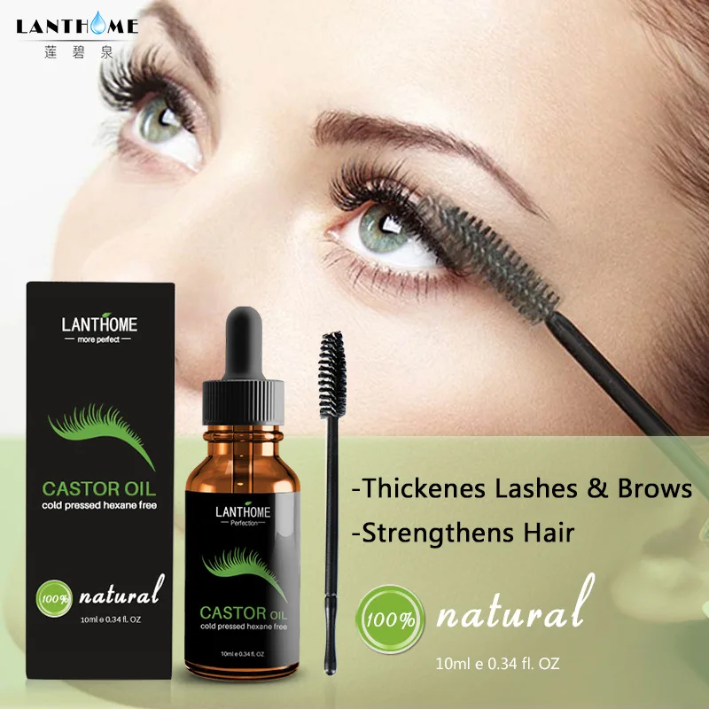 Adult Lady Natural Herbal Naturally Slender Curled Eyelashes Castor Oil Mascara Thicker Eyebrow Care Lotion