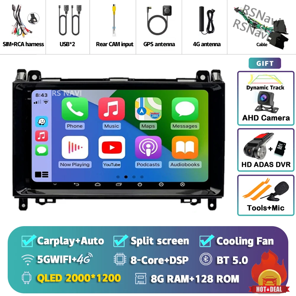 Android 15 Voor Benz Sprinter Volkswagen Crafter 2006-2016 2K QLED Android Autoradio Multimedia Video Player GPS stereo CarPlay - afbeelding 1
