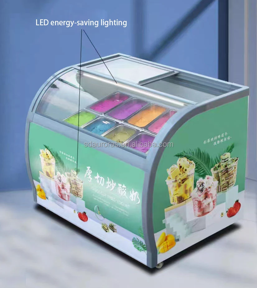 

Single-Temperature Open-Door LED Light Pastry Cooler Showcase Double Door LED Ice Cream Display Cabinet Glass Chiller