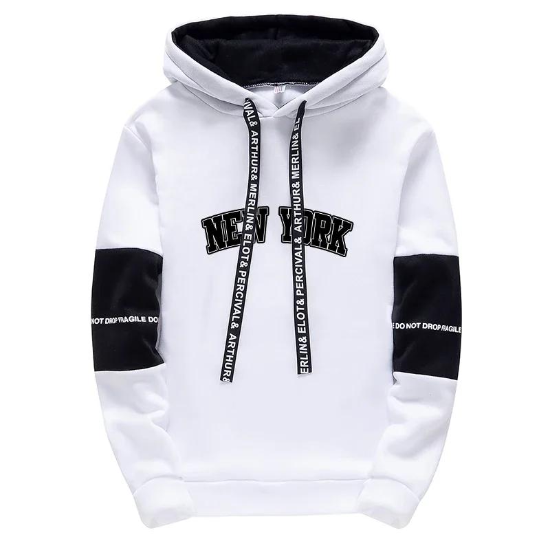 Mens Tracksuit New York Printing Hooded Sweatshirt Suit or Tops or Pants Fashion Simplicity Black White Casual Sportswear S-3XL